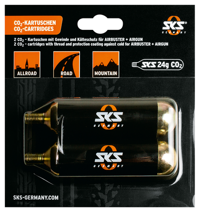 SKS 24g Co2 Patron til Airboy/Airbuster med gevind 2 Stk.